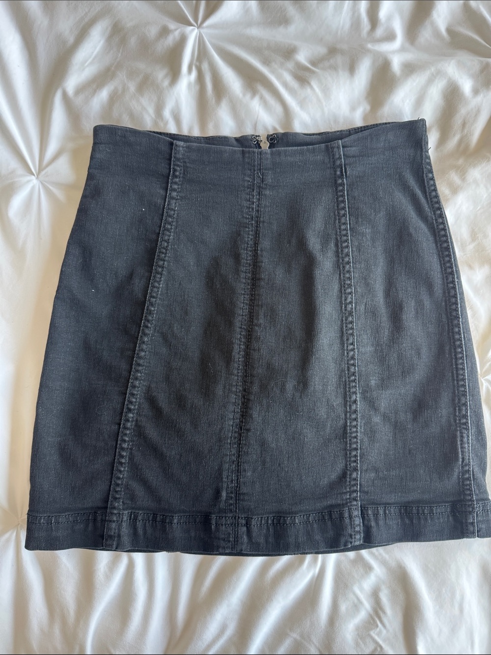 Free People Black Denim Panel Mini Skirt